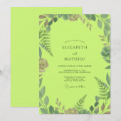 Chartreuse Laub Eukalyptus Hochzeit Einladung (Vorne/Hinten)