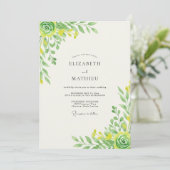 Chartreuse-Limonen-Blumenhochzeit Einladung (Stehend Vorderseite)
