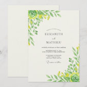 Chartreuse-Limonen-Blumenhochzeit Einladung (Vorne/Hinten)