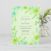 Chartreuse Minzblatt-Hochzeit Einladung (Stehend Vorderseite)
