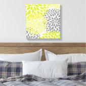 Chartreuse Moderne Dahlien blühende Wandkunst Leinwanddruck (Insitu (Schlafzimmer))