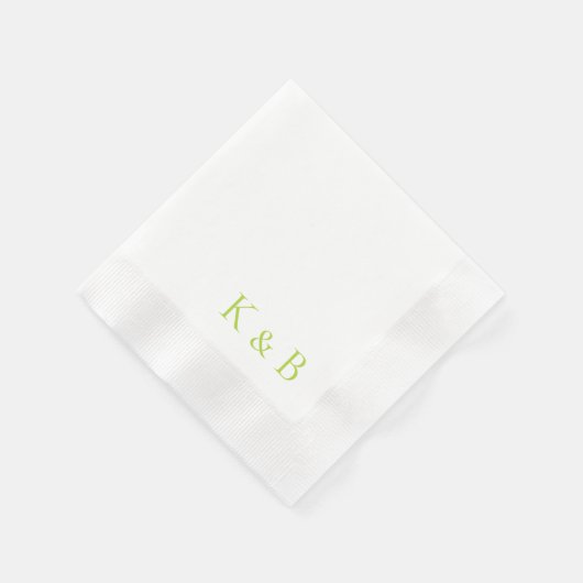 Chartreuse Monogram White Coined Wedding Serviette (Ecke)