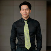 Chartreuse Navy White Tiny Blume Krawatte