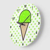 Chartreuse, Neon Green Ice Cream Cone Große Wanduhr (Winkel)
