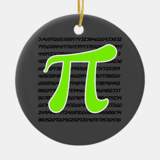 Chartreuse, Neon Green Pi Symbol Keramikornament (Vorne)