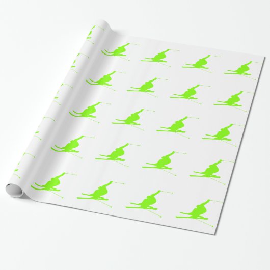 Chartreuse, Neon Green Snow Ski Geschenkpapier (Ungerollt)