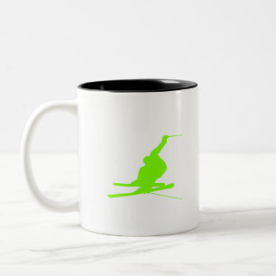 Chartreuse, Neon Green Snow Ski Zweifarbige Tasse