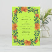 Chartreuse Orange Mohn Hochzeit Einladung (Stehend Vorderseite)