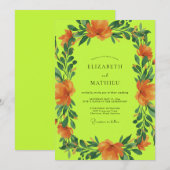 Chartreuse Orange Mohn Hochzeit Einladung (Vorne/Hinten)
