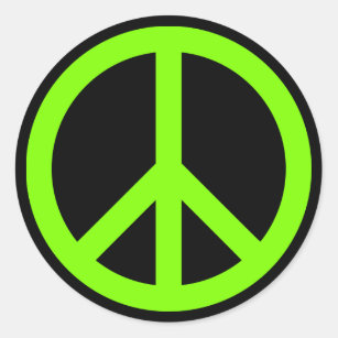 Chartreuse Peace Symbol Runder Aufkleber