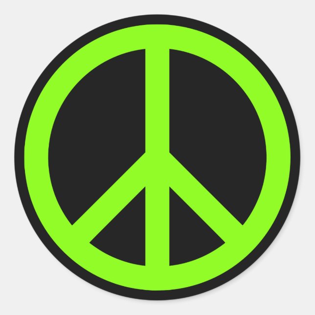 Chartreuse Peace Symbol Runder Aufkleber (Vorderseite)