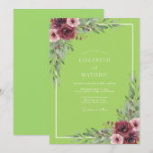Chartreuse-Platter-Hochzeit Einladung (Vorne/Hinten)
