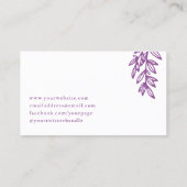 Chartreuse Purple Greenery Line Art Business Card Visitenkarte (Rückseite)
