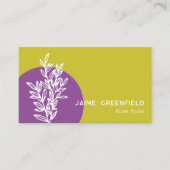 Chartreuse Purple Greenery Line Art Business Card Visitenkarte (Vorderseite)