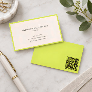 Chartreuse QR-Code Modern Minimalistisch Professio Visitenkarte
