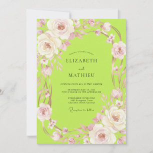 Chartreuse-Rosen-Reben-Hochzeit Einladung