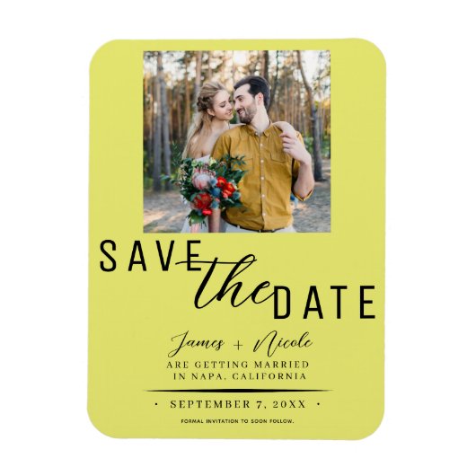 Chartreuse Save the Date Foto Wedding Magnet (Vertikal)