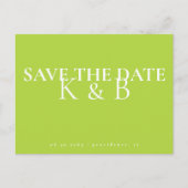Chartreuse Simplicity Monogram QR Save the Date Postkarte (Vorderseite)