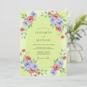 Chartreuse Strandblume Mohn Hochzeit Einladung (Stehend Vorderseite)