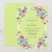 Chartreuse Strandblume Mohn Hochzeit Einladung (Vorne/Hinten)