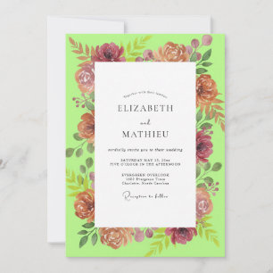 Chartreuse Terrakotta-Rosen-Hochzeit Einladung