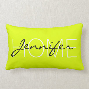 Chartreuse (traditionell) farbige Hausmonogramm Lendenkissen