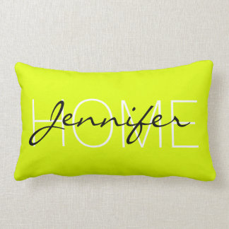 Chartreuse (traditionell) farbige Hausmonogramm Lendenkissen