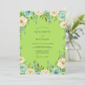 Chartreuse Türkis Gemalte Hochzeit Einladung (Stehend Vorderseite)