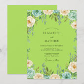 Chartreuse Türkis Gemalte Hochzeit Einladung (Vorne/Hinten)