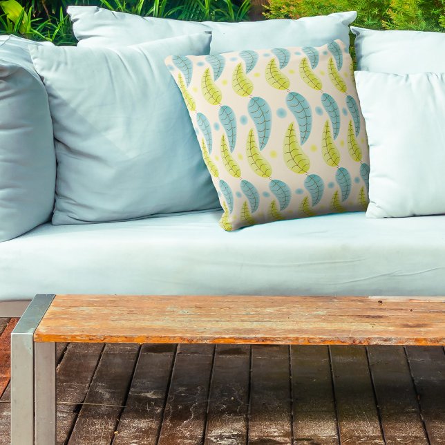 Chartreuse und Aqua Blätter werfen Kissen (Von Creator hochgeladen)