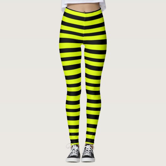 Chartreuse und Black Stripes Leggings (Vorderseite)