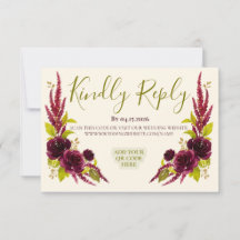 Chartreuse- und Burgunder Blumen Hochzeit-RSVP-Kar