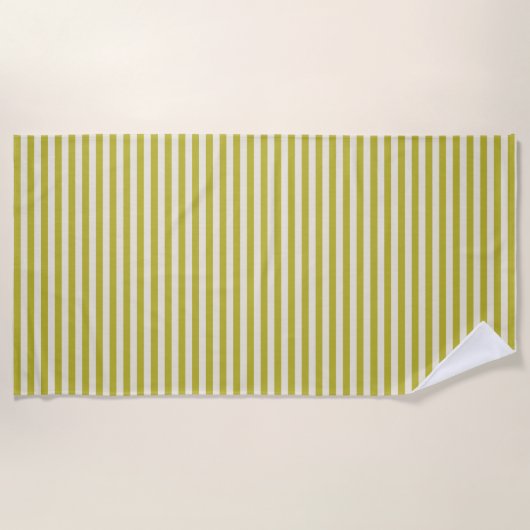 Chartreuse und Cream Simple Striping Muster Strandtuch (Vorderseite)