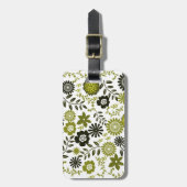 Chartreuse und dunkelolivgrüne Blumenmuster Gepäckanhänger (Vorderseite vertikal)