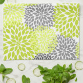 Chartreuse und Gray Floral Kitchen Handtuch (Gefaltet)