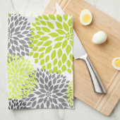 Chartreuse und Gray Floral Kitchen Handtuch (Viertel Falte)