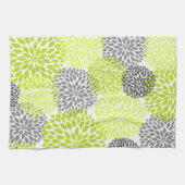 Chartreuse und Gray Floral Kitchen Handtuch (Horizontal)