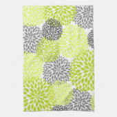 Chartreuse und Gray Floral Kitchen Handtuch (Vertikal)