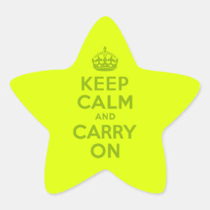 Chartreuse und Grün Keep Calm und Carry On Stern-Aufkleber