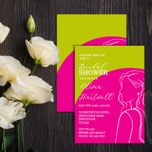 Chartreuse- und Hot-Pink-Brautjungfern-Einladung Einladung