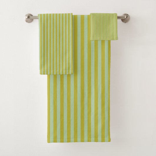 Chartreuse und Pistachio Green Stripes Badhandtuch Set (Insitu)