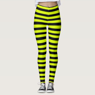 Chartreuse und schwarze Streifen Leggings