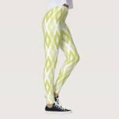 Chartreuse und White Grunge Harlequin Muster Leggings (Rechts)