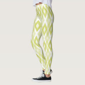 Chartreuse und White Grunge Harlequin Muster Leggings (Links)