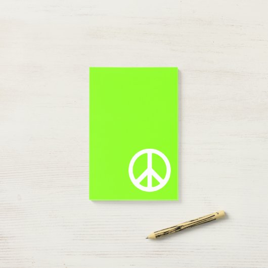 Chartreuse und White Peace Symbol Post-it Klebezettel (Auf Schreibtisch)