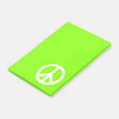 Chartreuse und White Peace Symbol Post-it Klebezettel (angewinkelt)