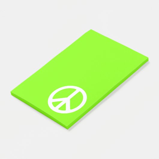 Chartreuse und White Peace Symbol Post-it Klebezettel (angewinkelt)