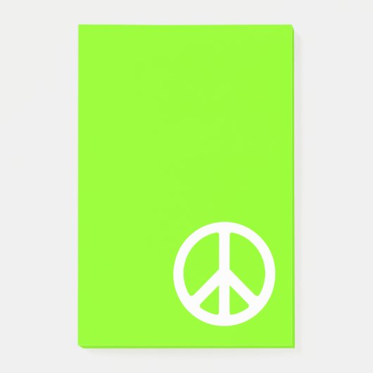 Chartreuse und White Peace Symbol Post-it Klebezettel (Vorderseite)