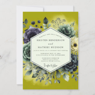Chartreuse üppige botanische Hochzeit Einladung