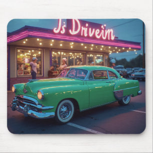 Chartreuse Vintage Rocket Coupe Classic Fifties Ca Mousepad